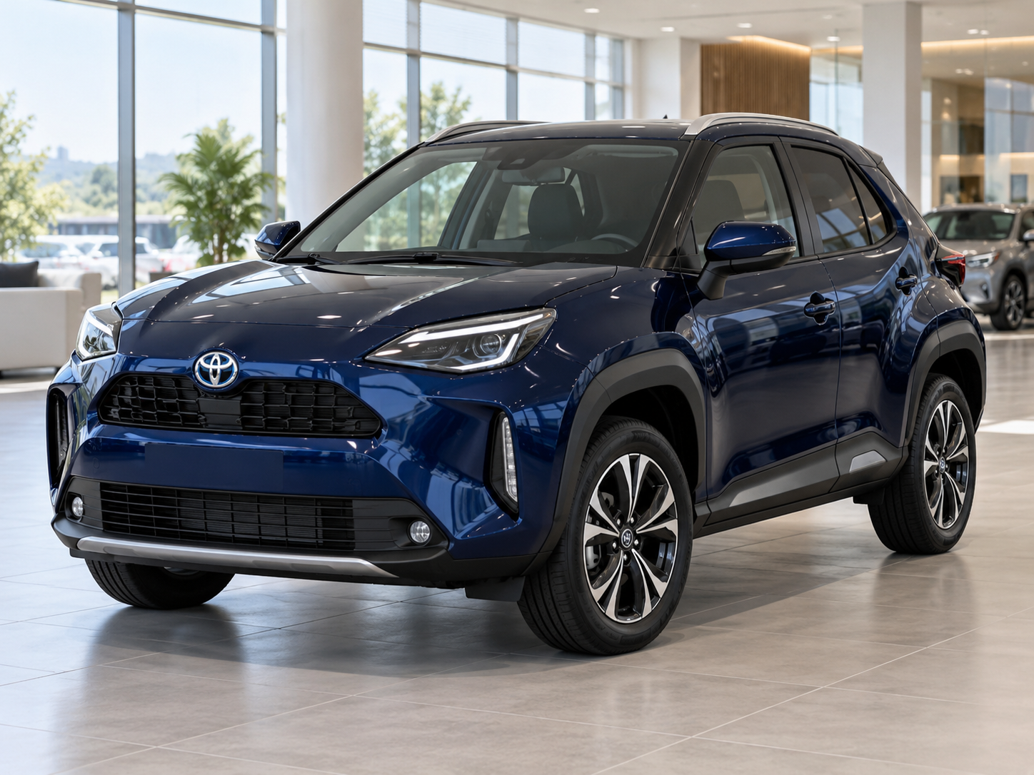 New Toyota Yaris Cross in a bright showroom